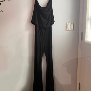 black strapless jumpsuit/romper